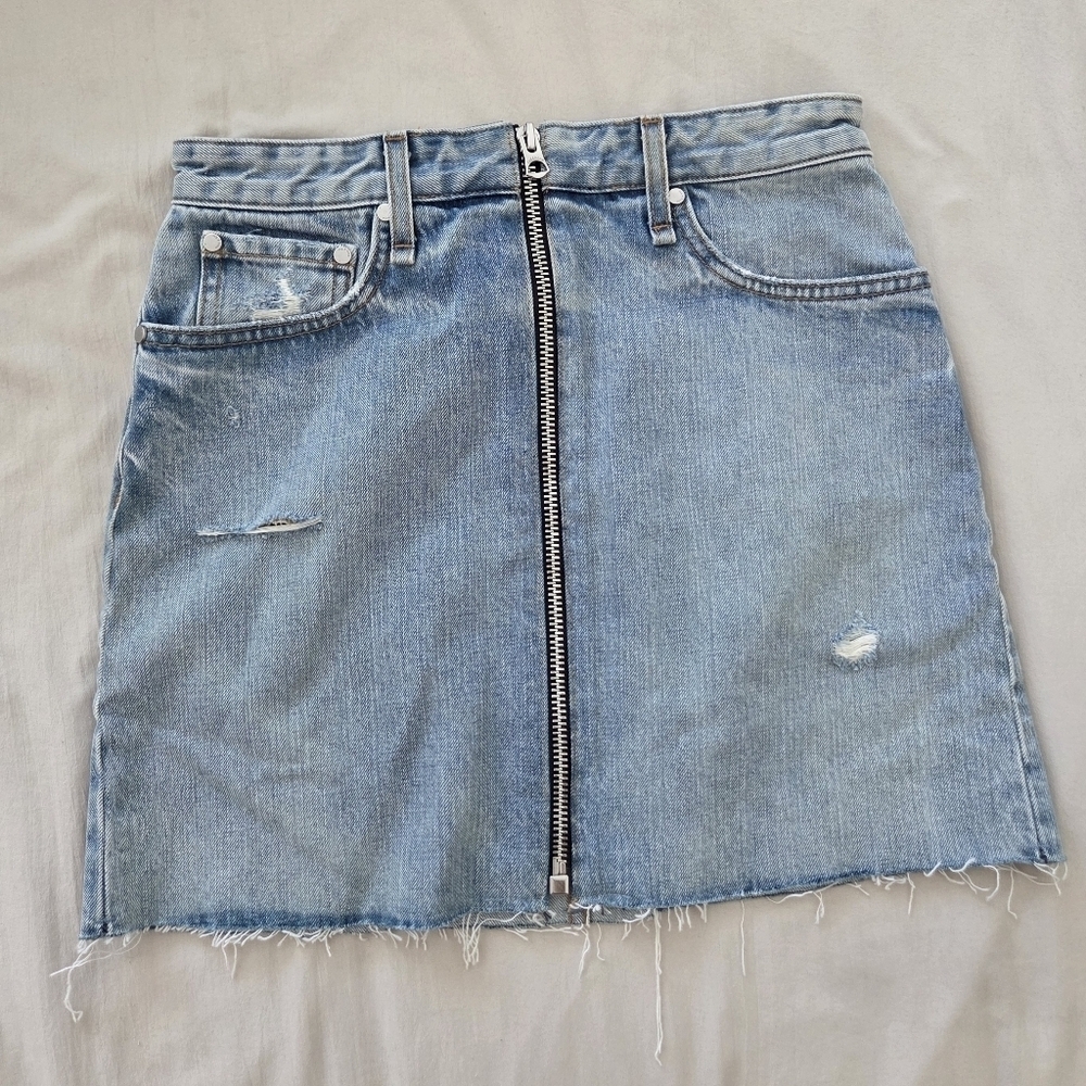 Rag & Bone Anna Denim Zipper-front Skirt Size 26 USA Made